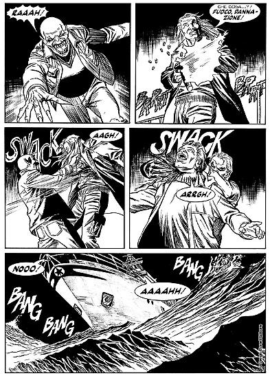 Una tavola di "La terra delle aquile", Speciale Dampyr n.13. Testi di Claudio Falco, disegni di Fabrizio Russo.