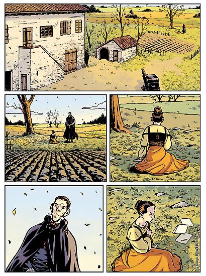 Una tavola di "Il colore giallo", Mercurio Loi n. 8. Testi di Alessandro Bilotta, disegni di Matteo Mosca