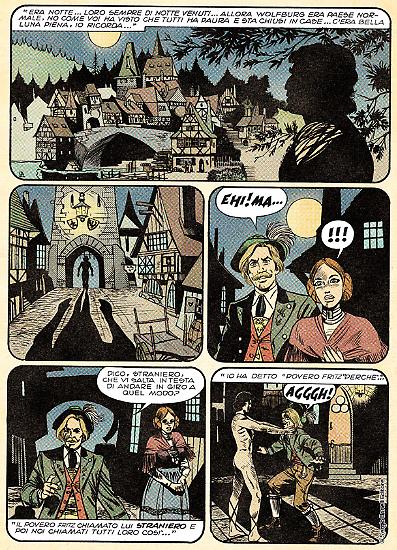 Una tavola di "Le notti della luna piena", I Dylan Dog di Tiziano Sclavi. Disegni di Montanari & Grassani.