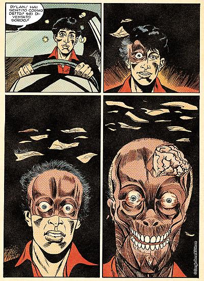 Una tavola di "Le notti della luna piena", I Dylan Dog di Tiziano Sclavi. Disegni di Montanari & Grassani.