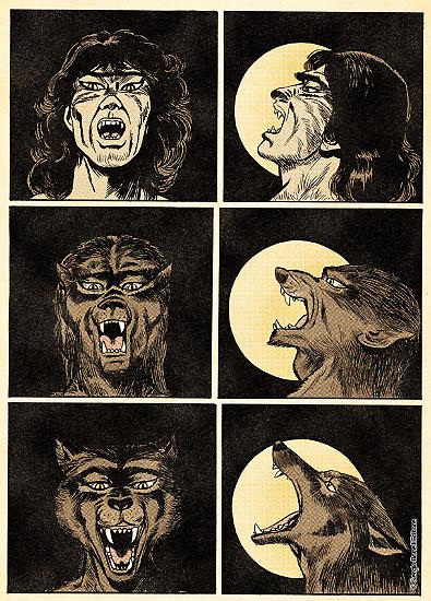Una tavola di "Le notti della luna piena", I Dylan Dog di Tiziano Sclavi. Disegni di Montanari & Grassani.