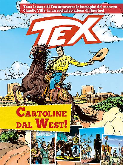 La copertina dell'album di figurine di Tex 70 anni di un mito "Cartoline dal West".