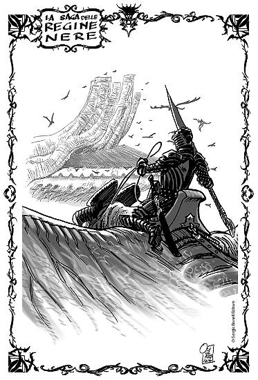 Un disegno preparatorio di Giancarlo Olivares per la saga delle Regine Nere.