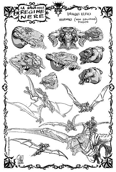 Un disegno preparatorio di Giancarlo Olivares per la saga delle Regine Nere.