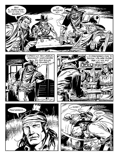 Una tavola di "L'anima del guerriero", testi di Luigi Mignacco, disegni di Giovanni Bruzzo
