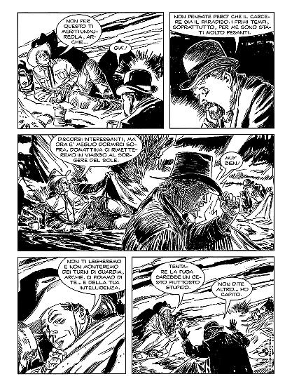 Una tavola di "Detenuto modello", testi di Diego Cajelli e Tito Faraci, disegni di Luca Vannini