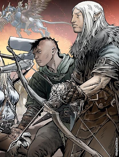 I dettagli delle sei ante che compongono la variant cover di Dragonero 58, da sinistra verso destra