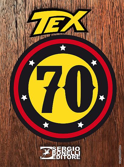 La copertina dell'edizione variant a tiratura limitata di Tex 690. Cosa si nasconderà sotto il logo dei 70 anni di Tex?