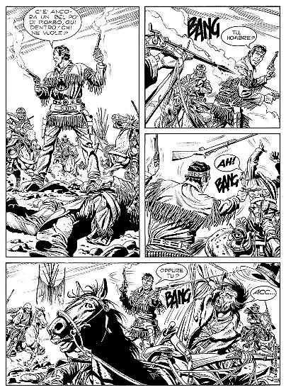 Una tavola tratta dall'albo "La strage di Red Hill", testi di Guido Nolitta, disegni di Alberto Giolitti