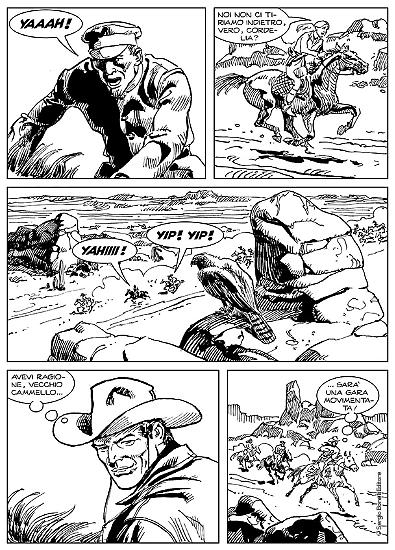 Una tavola di Roberto Diso da "La grande corsa", Maxi Tex n.22. Testi di Pasquale Ruju.
