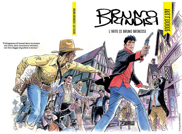 La copertina completa, fronte e retro, dell'ArtBook dedicato a Bruno Brindisi.