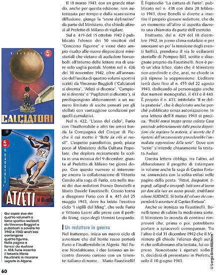 Una pagina del volume I Bonelli in cui si parla di Furio e della collana di libretti dedicati allo sport.