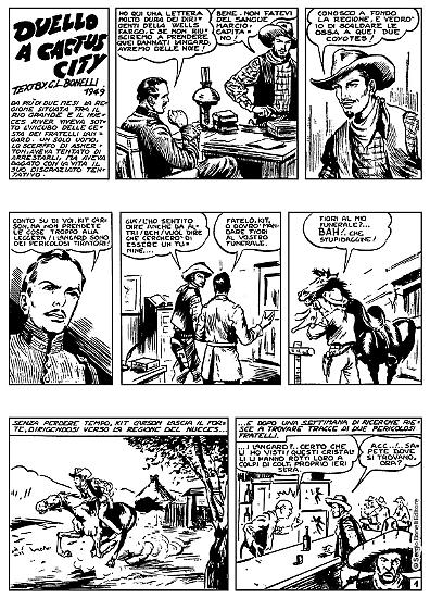 La prima tavola di "Duello a Cactus City", pubblicato all’interno de "Il giustiziere".