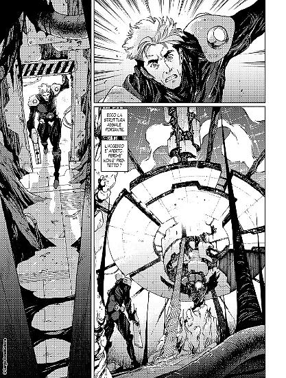 Una tavola di Nathan Never Generazioni Numero Zero, soggetto Antonio Serra, sceneggiatura Adriano Barone, disegni Massimo Dall'Oglio