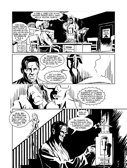 Una tavola, in anteprima, di Nathan Never Generazioni "Hell City Blues", soggetto Serra, sceneggiatura Eccher, disegni e copertina A. Russo
