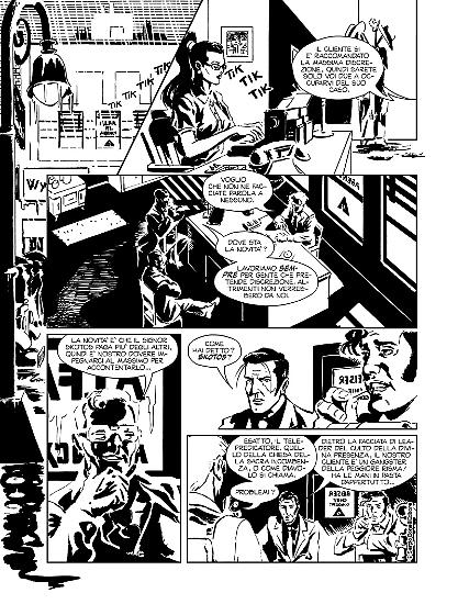 Una tavola, in anteprima, di Nathan Never Generazioni "Hell City Blues", soggetto Serra, sceneggiatura Eccher, disegni e copertina A. Russo