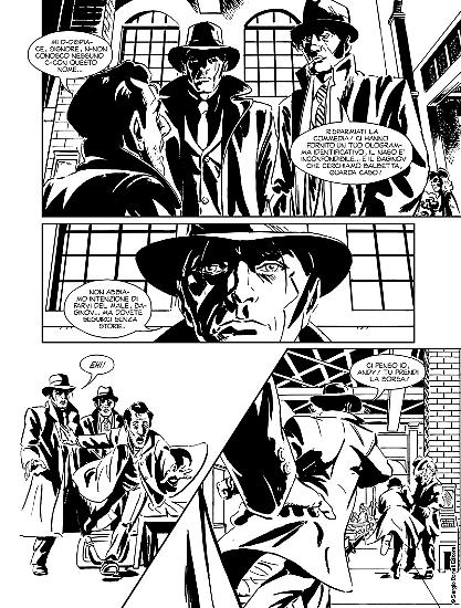 Una tavola, in anteprima, di Nathan Never Generazioni "Hell City Blues", soggetto Serra, sceneggiatura Eccher, disegni e copertina A. Russo
