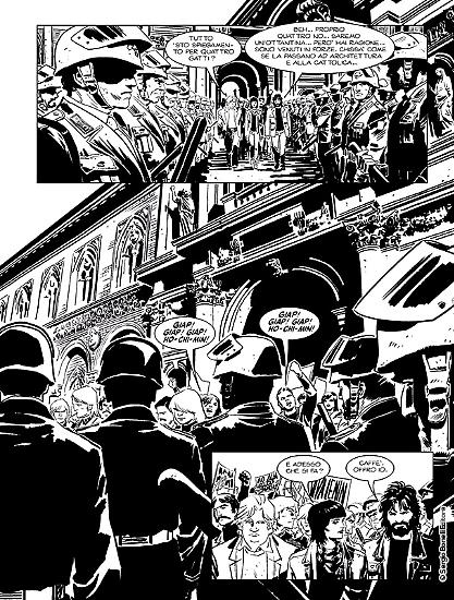 Una tavola di "Cani sciolti. Sessantotto". Testi di Gianfranco Manfredi, disegni di Luca Casalanguida.