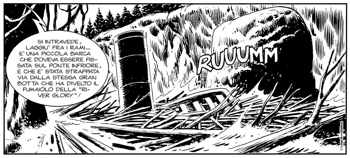 Una striscia da "Wendat, lo spietato", Collana Darkwood n. 4. Testi di Moreno Burattini, disegni di Gianni Sedioli e Marco Verni.