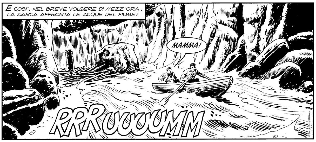 Una striscia da "Wendat, lo spietato", Collana Darkwood n. 4. Testi di Moreno Burattini, disegni di Gianni Sedioli e Marco Verni.