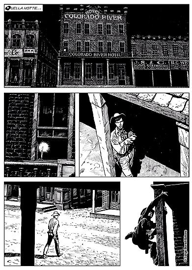 Una tavola di "I rangers di Finnegan", Speciale Tex n.33. Testi di Mauro Boselli, disegni di Majo.