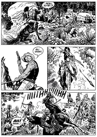 Una tavola di "I rangers di Finnegan", Speciale Tex n.33. Testi di Mauro Boselli, disegni di Majo.