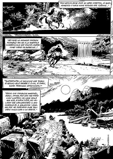 Una striscia di "Nero come la notte", Deadwood Dick n.1. Testi di Michele Masiero, disegni di Corrado Mastantuono.