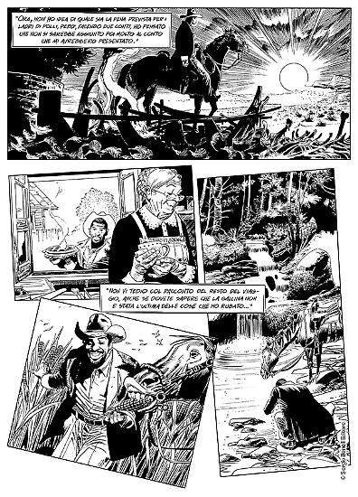 Una striscia di "Nero come la notte", Deadwood Dick n.1. Testi di Michele Masiero, disegni di Corrado Mastantuono.
