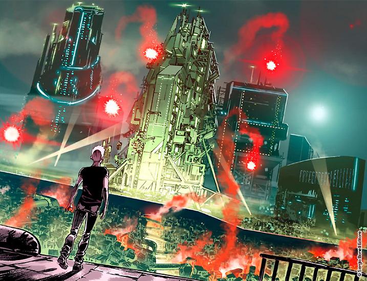 Una vignetta di Luca Genovese da "A proposito del futuro" Speciale Orfani n.1. Colori di Luca Saponti.