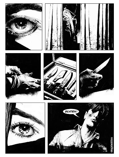 Una tavola di Corrado Roi da "Profondo nero", Dylan Dog n. 383. Testi di Dario Argento e Stefano Piani.