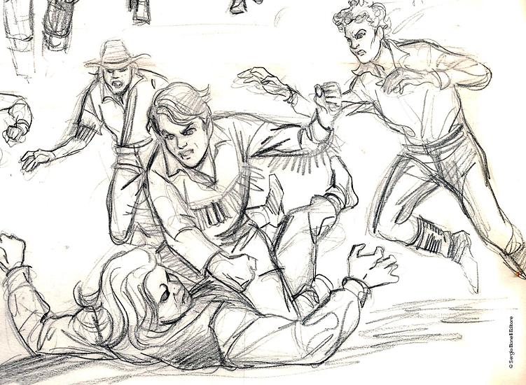 Uno studio di Mauro Laurenti per "La giustizia di "Wandering" Fitzy", Color Zagor n. 7.