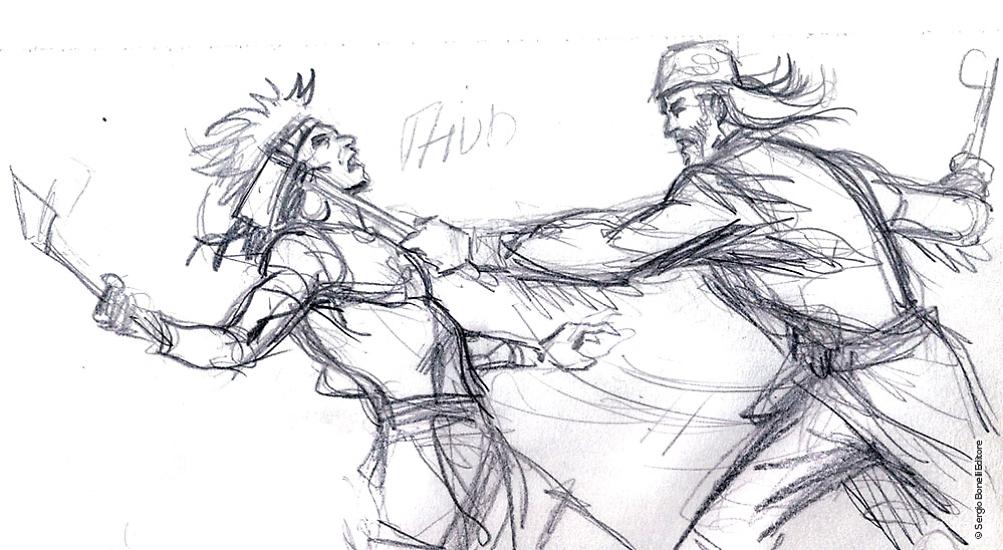 Uno studio di Mauro Laurenti per "La giustizia di "Wandering" Fitzy", Color Zagor n. 7.