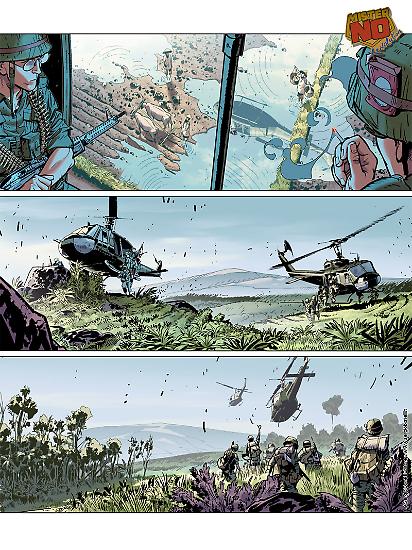 Una tavola di Mister No Revolution, soggetto e sceneggiatura di Michele Masiero, disegni di Matteo Cremona, colori di Luca Saponti
