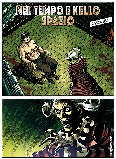 Una tavola di Max Bertolini da "Nel tempo e nello spazio", Speciale Brendon n.16. Testi di Claudio Chiaverotti.