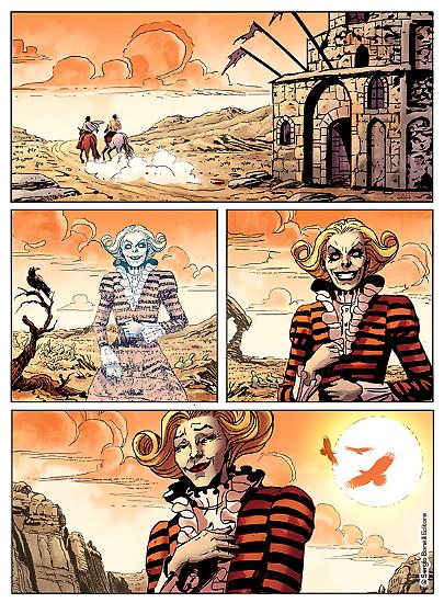Una tavola di Max Bertolini da "Nel tempo e nello spazio", Speciale Brendon n.16. Testi di Claudio Chiaverotti.