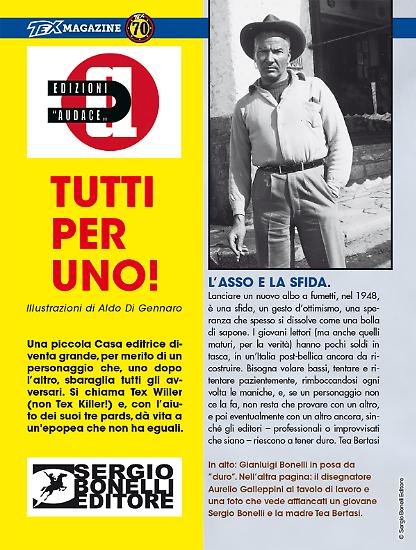 Una pagina di Tex Magazine 70 anni.