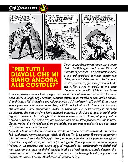 Una pagina di Tex Magazine 70 anni.