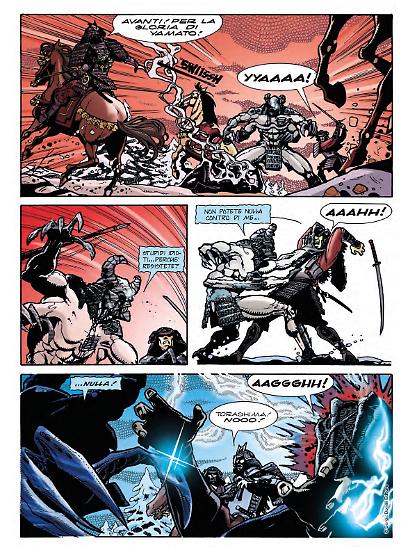 Una pagina di "Nathan Never. Odissea nel futuro", testi di Antonio Serra, disegni di Mario Alberti, colori Daria Cerchi.