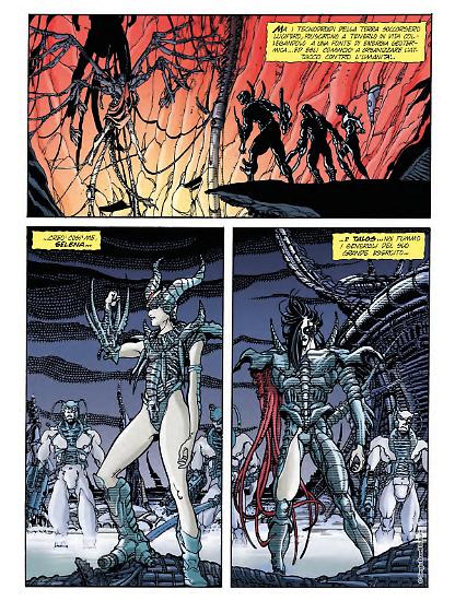 Una pagina di "Nathan Never. Odissea nel futuro", testi di Antonio Serra, disegni di Mario Alberti, colori Daria Cerchi.