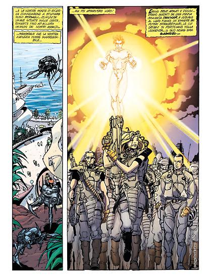 Una pagina di "Nathan Never. Odissea nel futuro", testi di Antonio Serra, disegni di Mario Alberti, colori Daria Cerchi.
