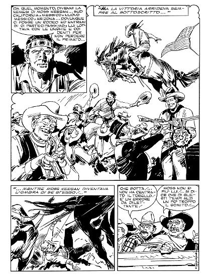 Una tavola della storia del settantennale di Tex, scritta da Mauro Boselli e disegnata da Giovanni Ticci.