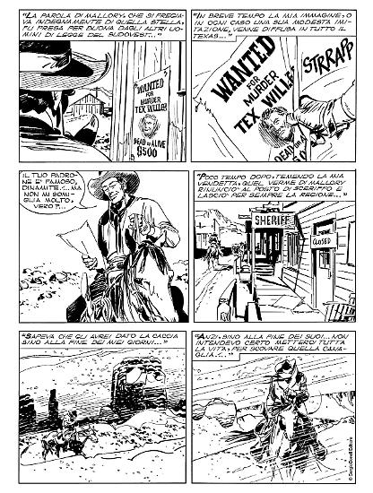 Una tavola della storia del settantennale di Tex, scritta da Mauro Boselli e disegnata da Giovanni Ticci.