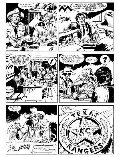 Una tavola della storia del settantennale di Tex, scritta da Mauro Boselli e disegnata da Giovanni Ticci.