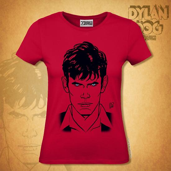 La T-shirt di taglio femminile, con l'illustrazione di Dylan Dog realizzata da Angelo Stano.
