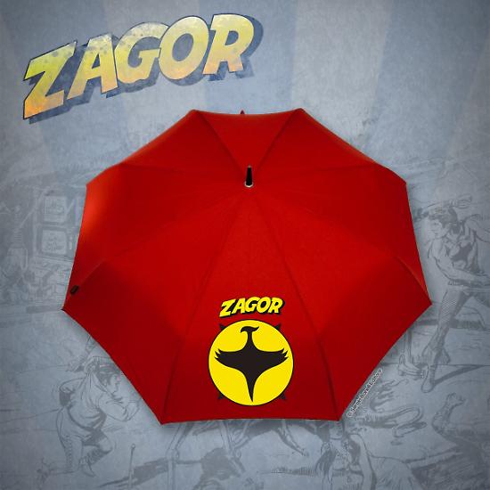 L'ombrello con il logo e il simbolo di Zagor.