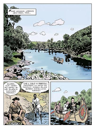 Una tavola tratta da "Mohawk River", testi di Mauro Boselli, disegni di Angelo Stano