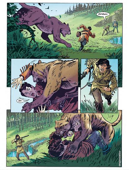 Una tavola in anteprima di "Zagor. Le Origini", testi Moreno Burattini, disegni Valerio Piccioni, Maurizio Di Vincenzo, colori Andres Mossa.