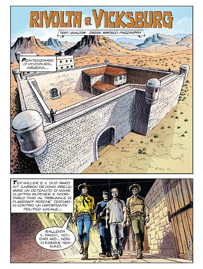 Una tavola in anteprima tratta da "Rivolta a Vicksburg", testi Gualdoni, disegni Santucci e Piazzalunga, colori Bendazzoli.