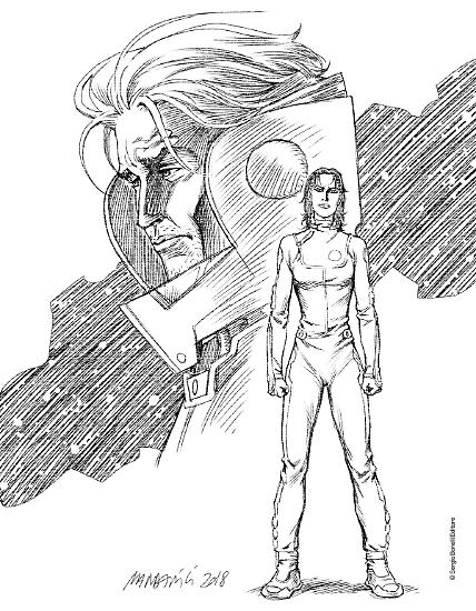 Un'illustrazione di Patrizia Mandanici per "Codice fantasma", Nathan Never n.331.