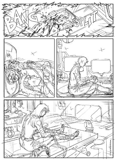 Le prime matite di una tavola di Patrizia Mandanici per "Codice fantasma", Nathan Never n.331.